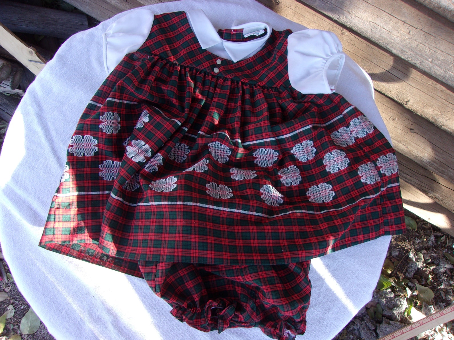 Baby Girl Christmas Dress Plaid Dresswhite Peterpan Collar Etsy
