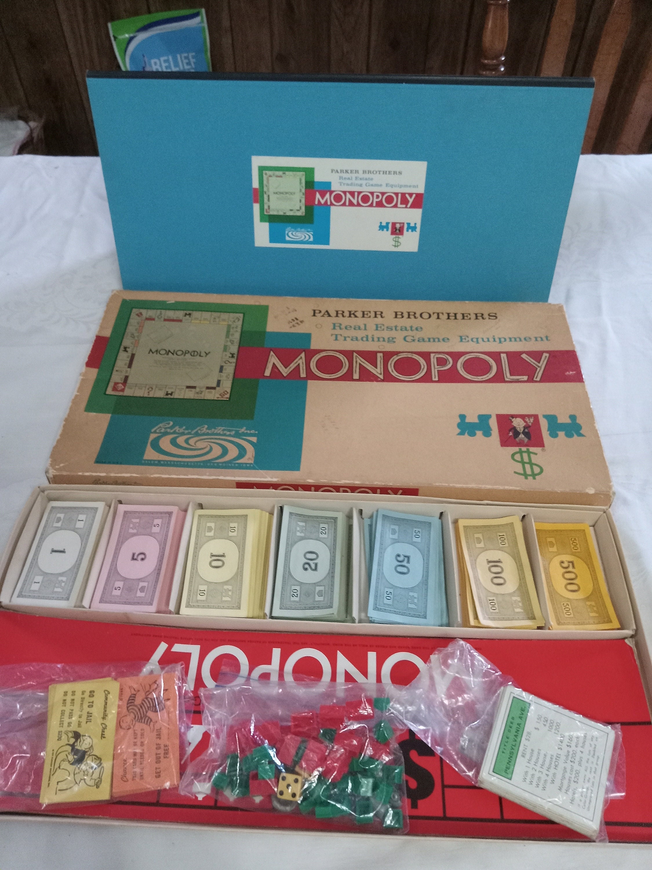 MIRO PARKER Classic Monopoly - Antique 6 Piece Complete Board Games RARE  N16