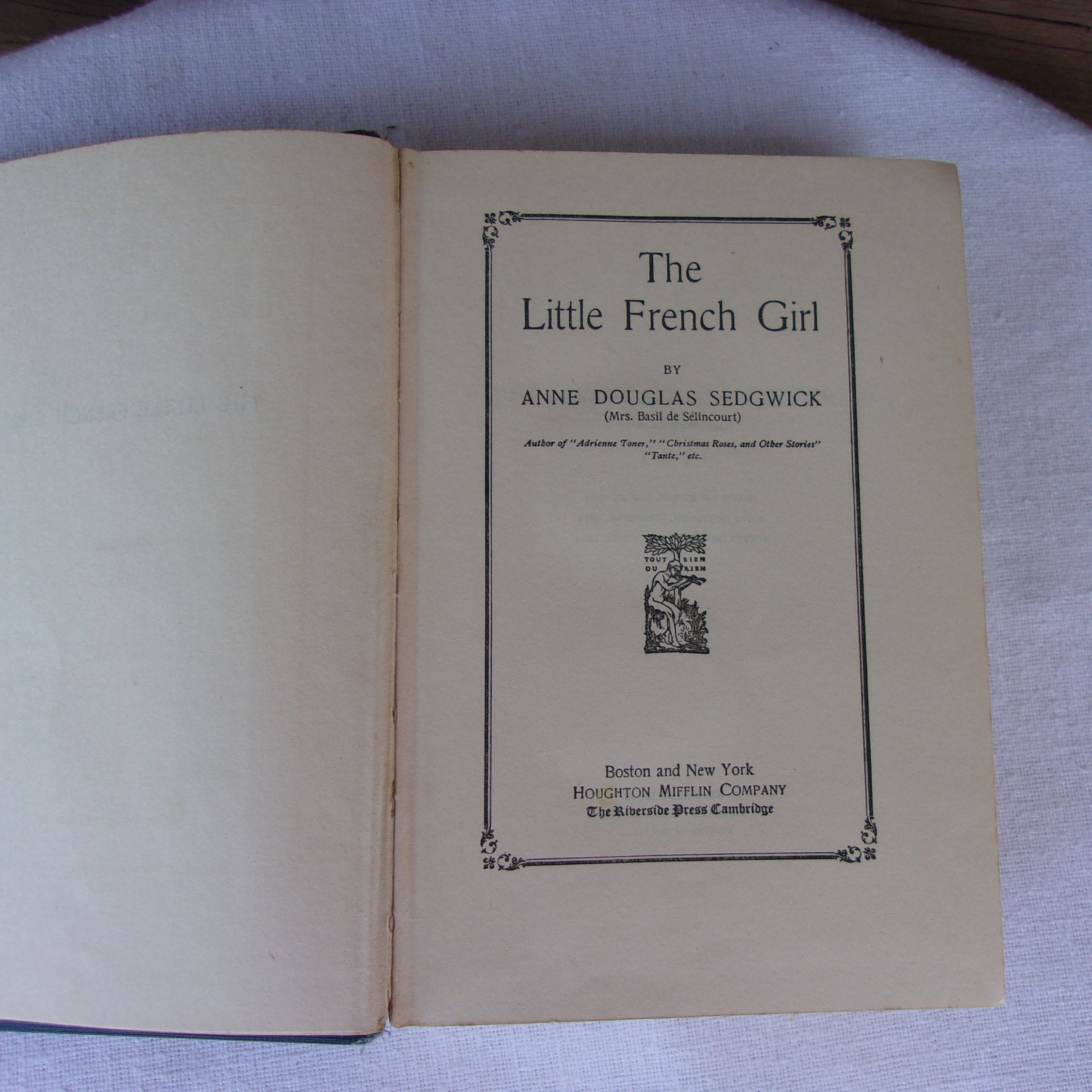 The Little French Girl, Anne Douglas Sedgwick, Vintage Book, 1925