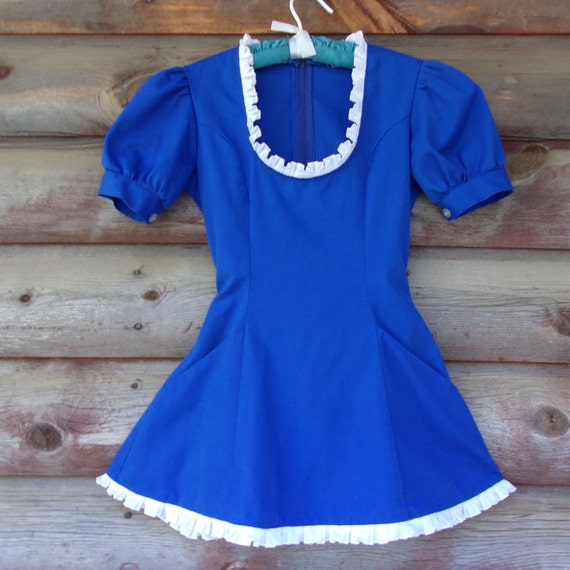 Vintage Cocktail Waitress Uniform from 1975 Blue and White | Etsy