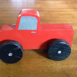 Red Pickup Truck/Handmade Wooden Truck/Made in 1984