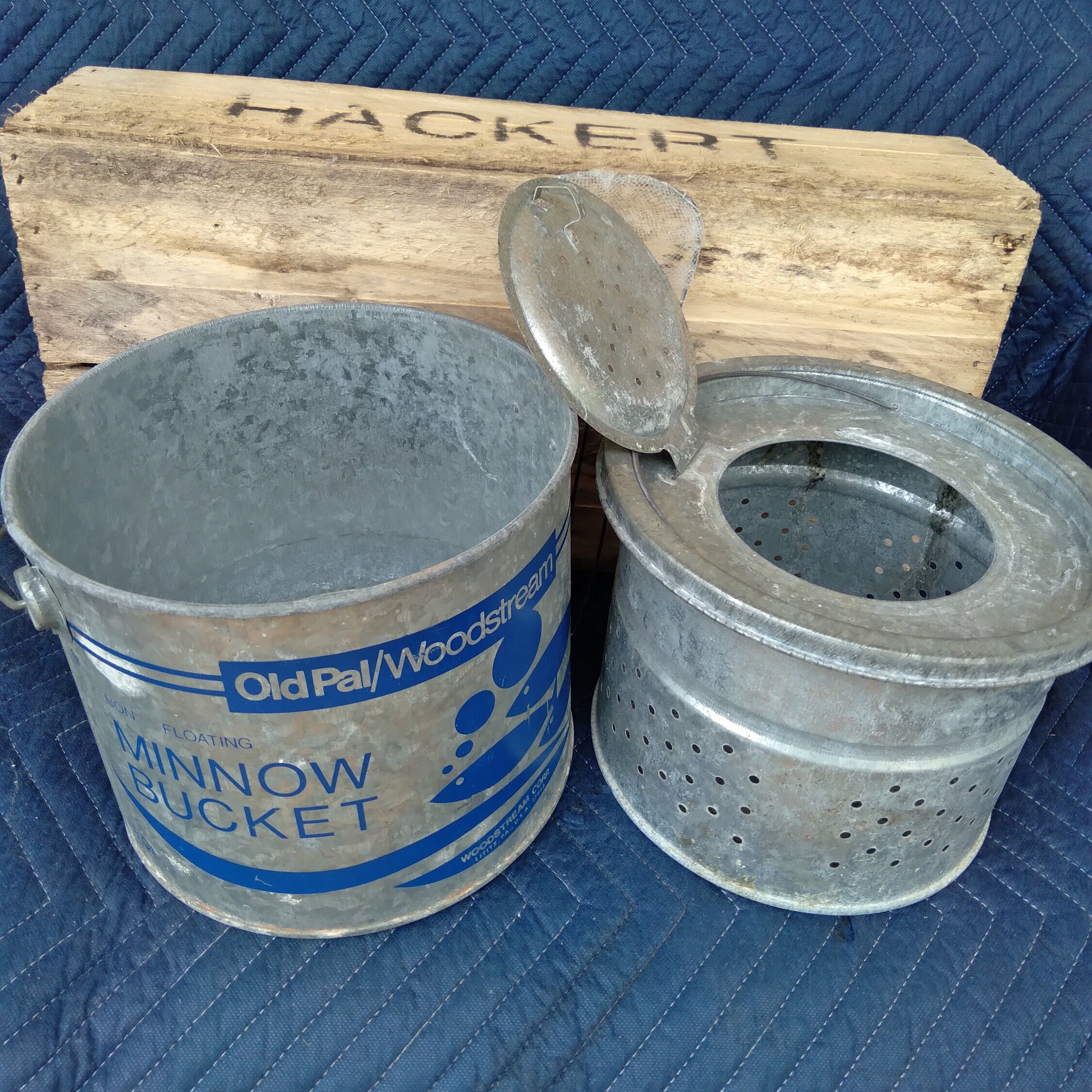 Minnow Bucket/old Pal Woodstream/pail and Liner/blue Etsy