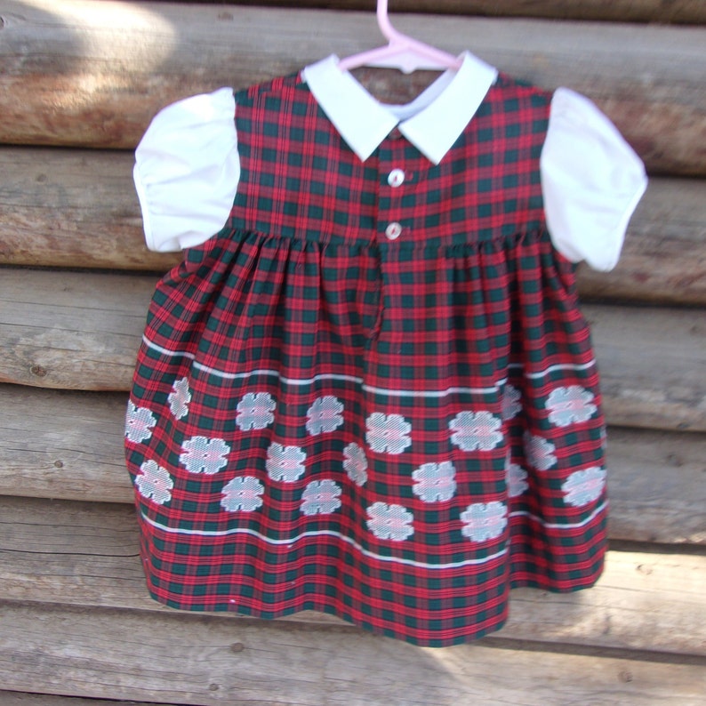 Baby Girl Christmas Dress Plaid Dresswhite Peterpan Collar Etsy