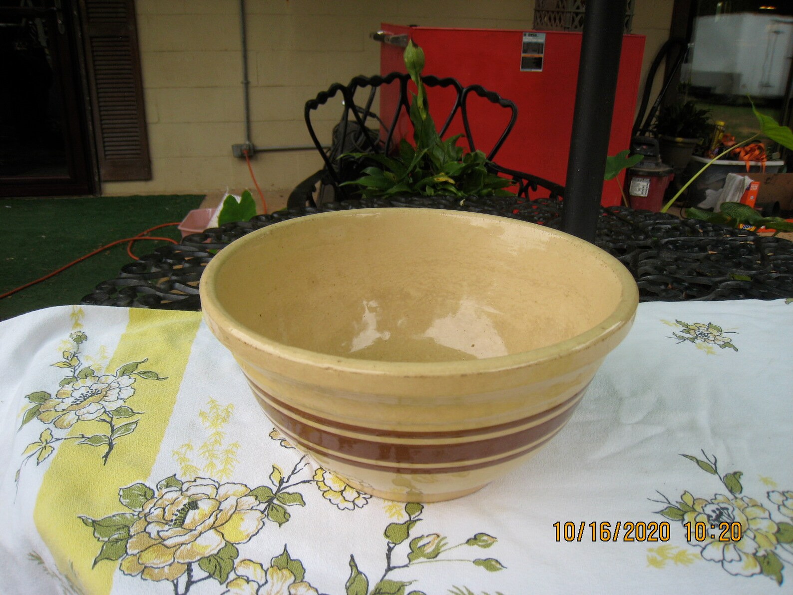 Watt Oven Ware NO 10/tan Bowl /brown Stripe/yellow Ware Etsy