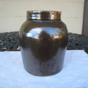 Antique Pottery Canning/Fermenting Jar/Dark Brown/Salt Glaze/Collectable