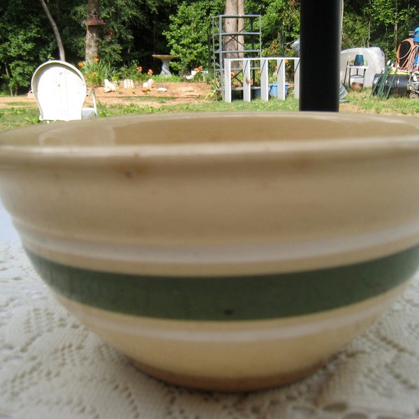 Yellow-wear Bowl/Small Tan Green Stripe/Probably WATT/Crazing/Countrycore