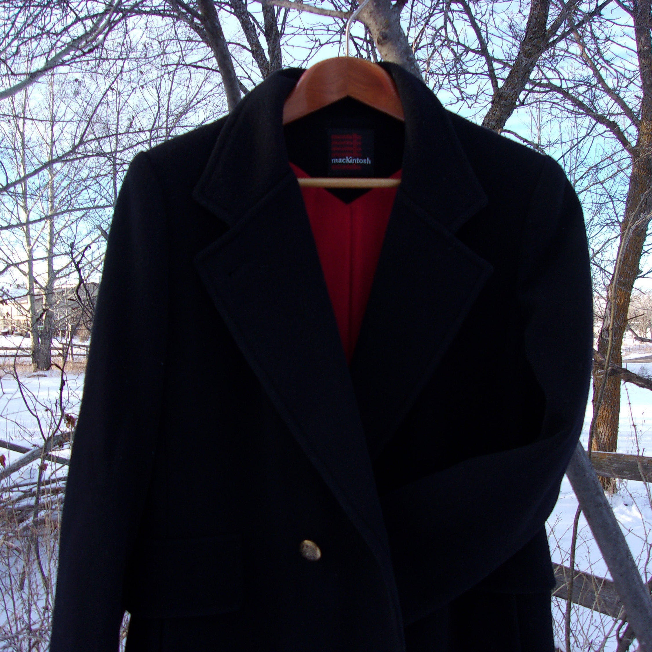 Mackintosh Vintage Ladies Wool Reefer Peacoat Black Red Wool Etsy