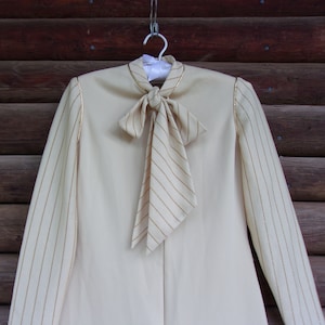 Jumpsuit 1970's Polyester/ Vintage Groovy, Gold with Metallic Gold Trim, Disco Party, Rare Find/Small Petite