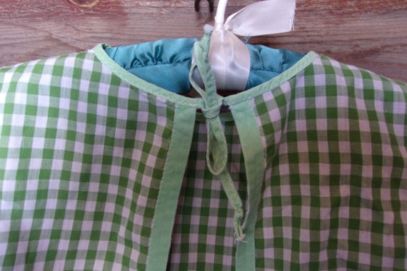 Gingham Green White Checkered Vintage Childs Apro… - image 5