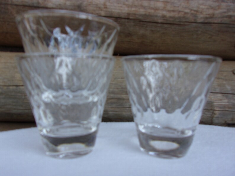 Double Shot Glasses Trio of Three Weighted Bottom Diamond Etsy
