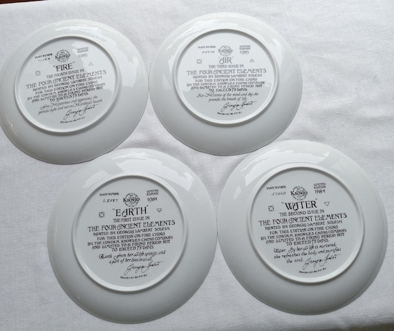 The Four Ancient Elements Collator Plates/painted by Georgia