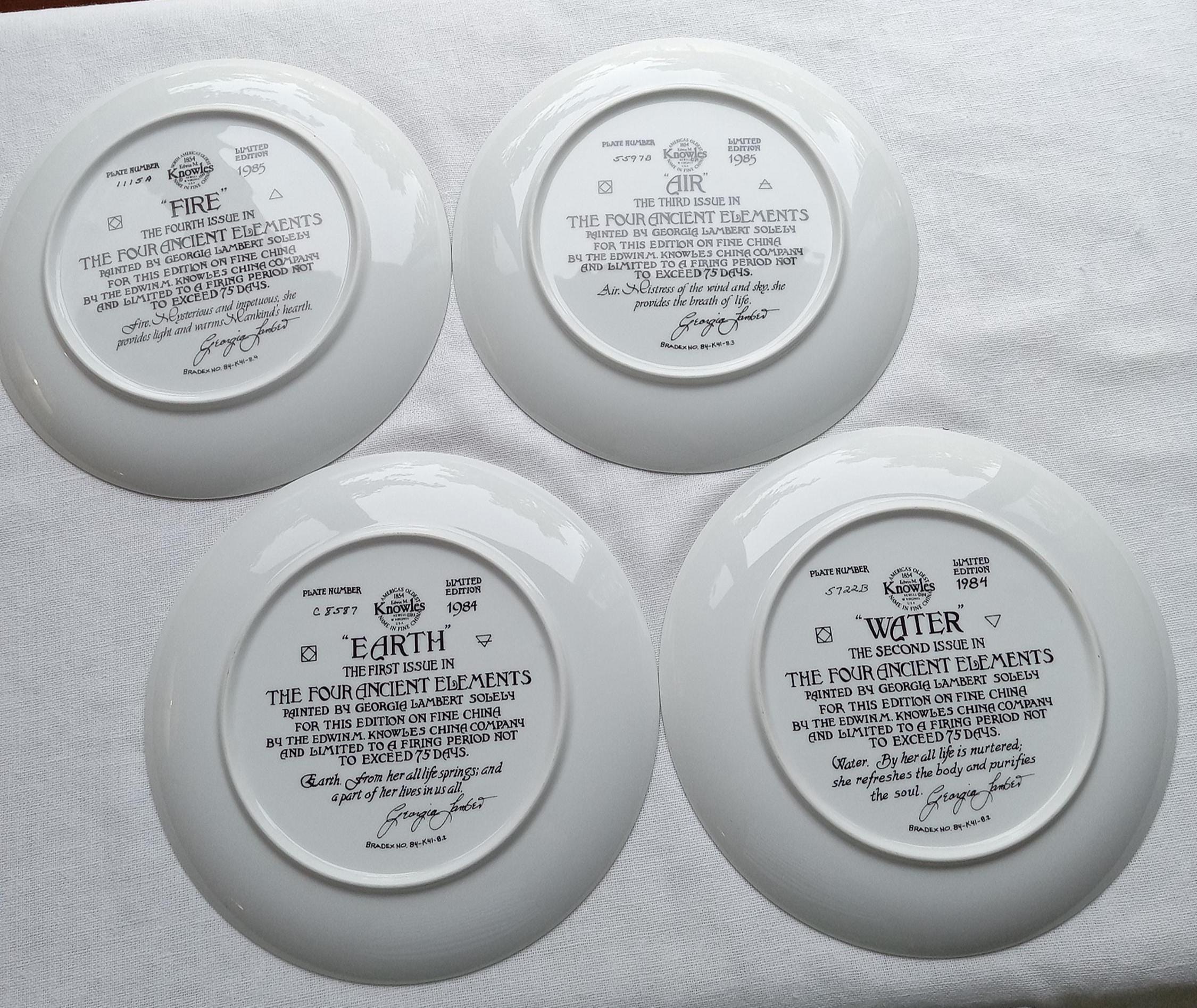 The Four Ancient Elements Collator Plates/painted by Georgia