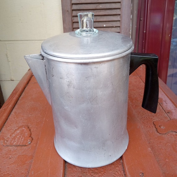 Vintage Aluminum Coffee Pot Percolator, Camping or Stovetop Coffee