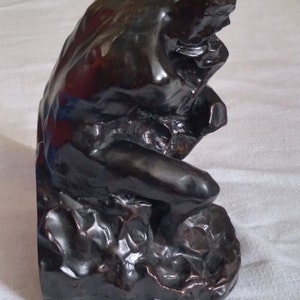 Rodin The Thinker/Single Book End/Plaster Bronze Tone Statue/Barns and Noble 1999/Dark Academia