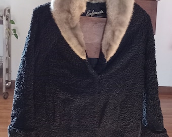 Persian Lamb Coat, Fur Collar, 1960's, Kaufmanns' of Pittsburg/