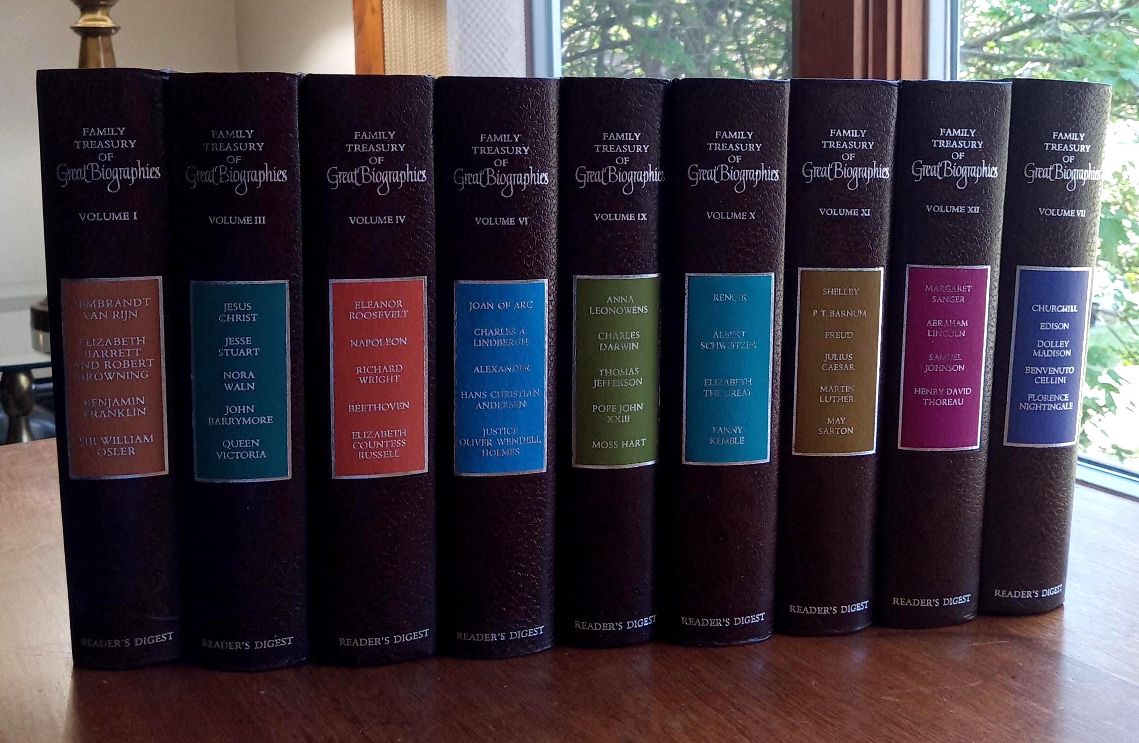 Readers Digest Family Treasury of Great Biographies/Nine Volumes, 43 Biographies/Academia Décor
