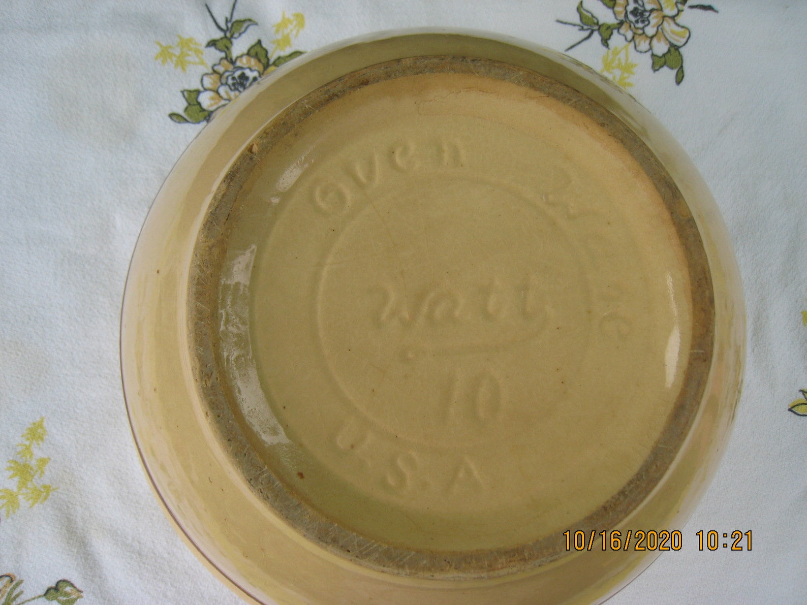 Watt Oven Ware NO 10/tan Bowl /brown Stripe/yellow Ware Etsy