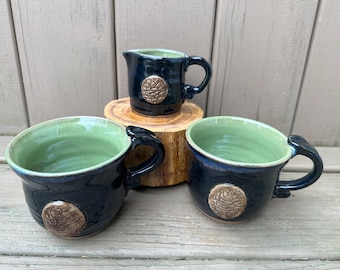 Pine Cone Cups and Creamer Set