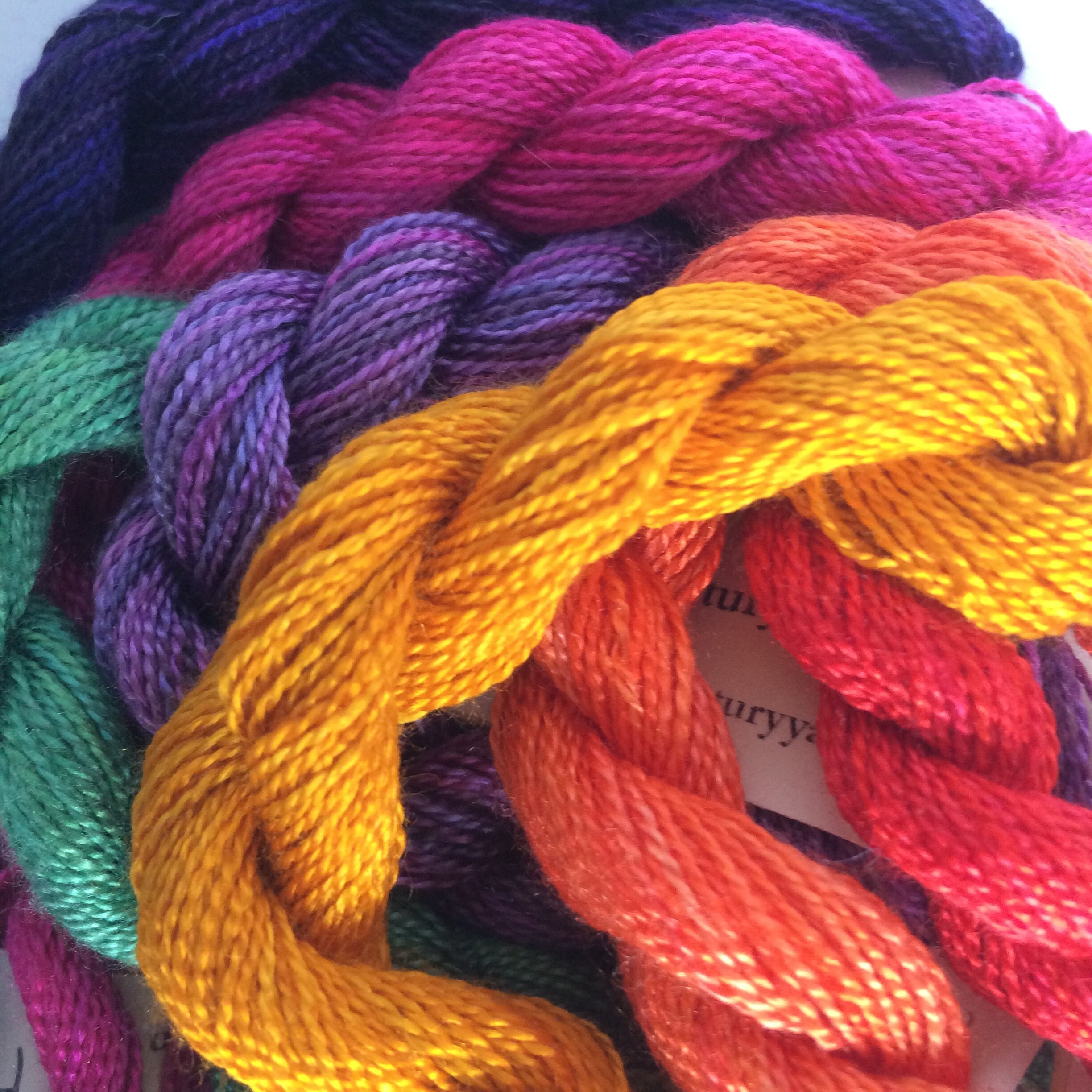 Hand dyed Very Fine Silk 27 metre skeins