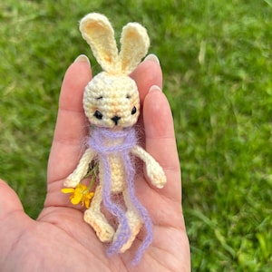 Soft Handmade Miniature Plush rabbit, perfect Gift for doll lovers,  Bunny a toy for dolls bjd, OOAK, toy friend Qianqian, Blythe Doll Toys