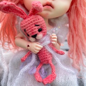 Soft Handmade Miniature Plush rabbit, perfect Gift for doll lovers,  Bunny a toy for dolls bjd, OOAK, toy friend Qianqian, Blythe Doll Toys