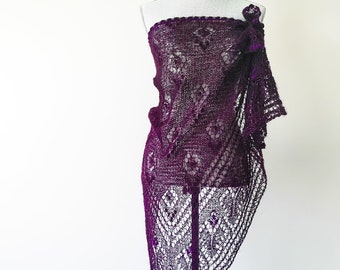 Modèle de tricot PDF Châle en tricot Châle triangulaire de créateur Châle à tricoter « Tango Nuevo » Châles en tricot à motif floral enveloppements