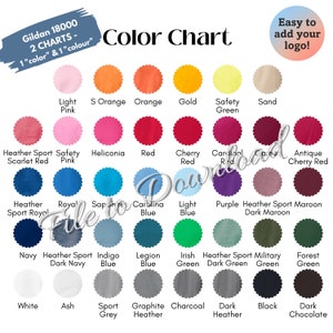 Gildan 18000 Color Chart, G180 Adult Crewneck Sweatshirt Colour Guide ...