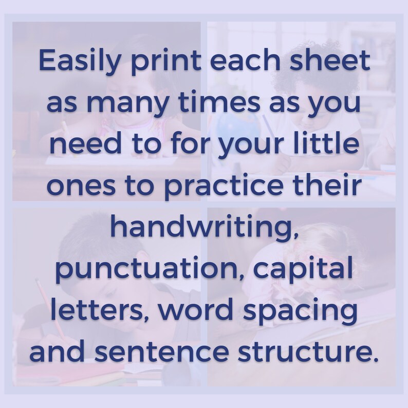 Sentence Worksheet, Handwriting Printable Tracing Sheet, Digital Download School Writing Handout ...