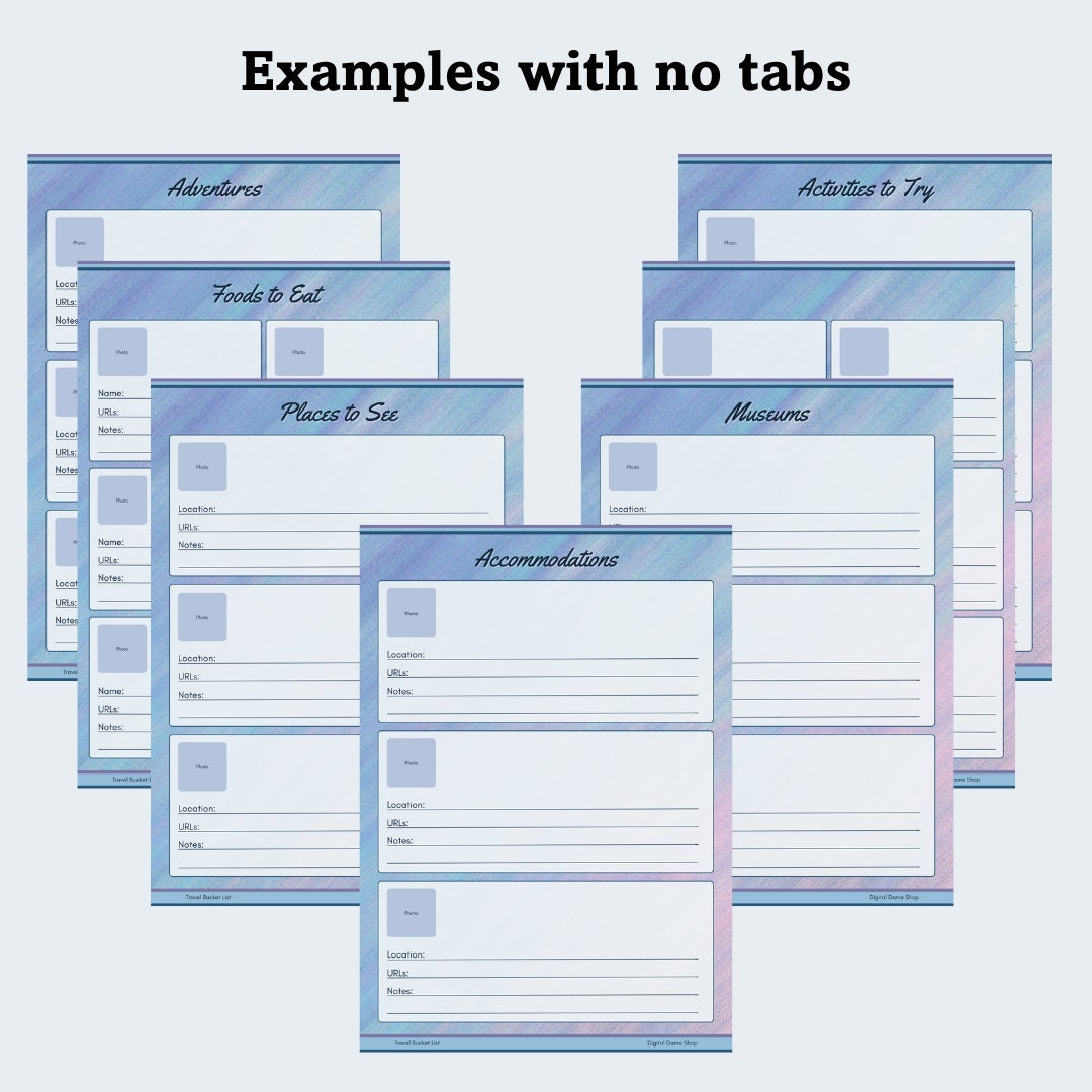 Travel Bucket List Organizer, Vacation Idea Storage, Digital Planner