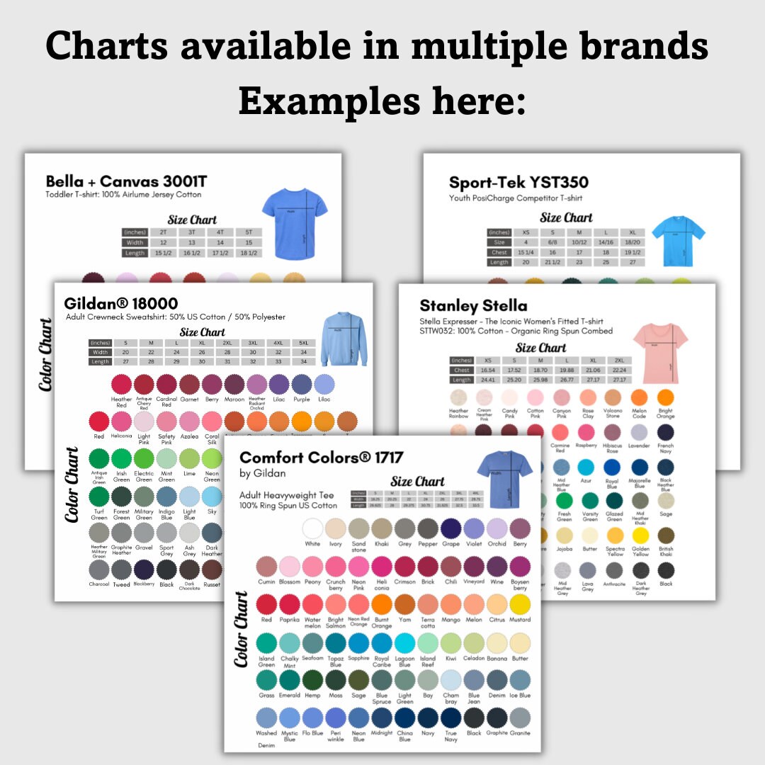 Gildan 18500 Color Chart and Size Chart G185 Hooded Sweatshirt Color Guide Gildan Hoodie Size Table All Colors Mockup Etsy
