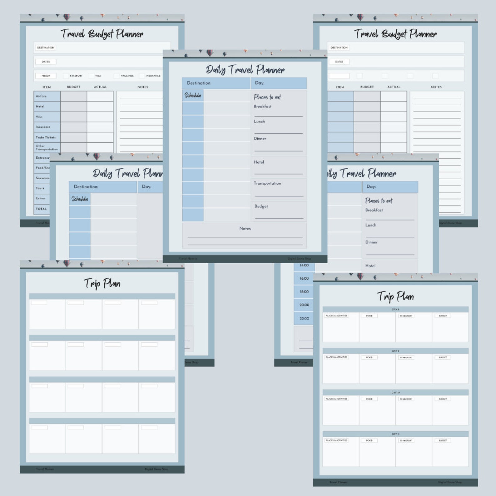 Travel Planner, Trip Itinerary and Organizer, Vacation Journal