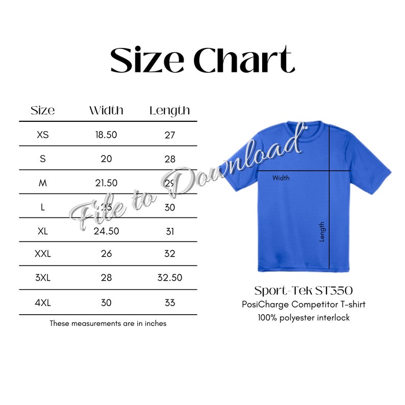 Sporttek ST350 Size Chart Sport Tek Posicharge Competitor Etsy