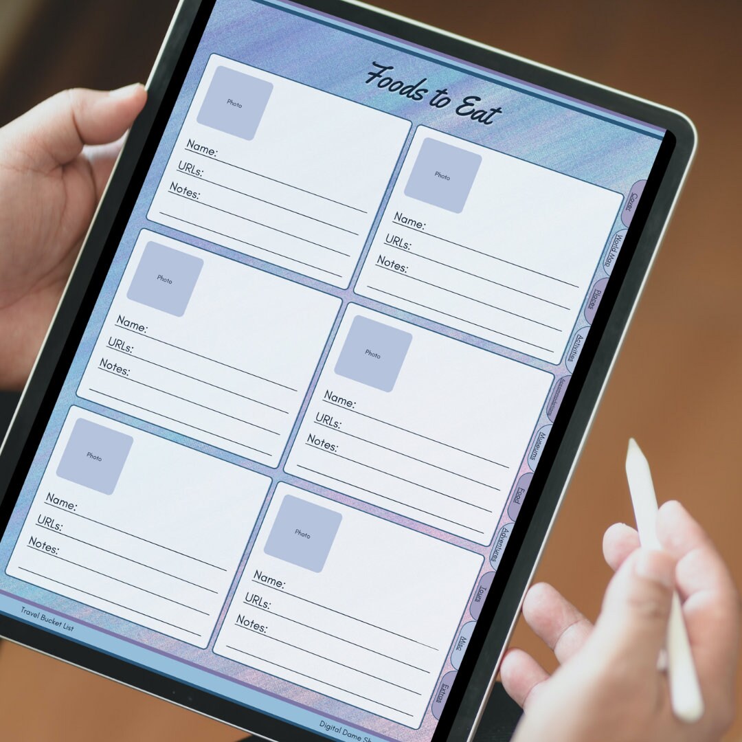 Travel Bucket List Organizer, Vacation Idea Storage, Digital Planner
