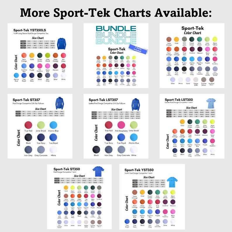 Sporttek LST357 Color Chart and Size Chart, Sport Tek LST357 Ladies