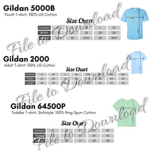 Editable Gildan Color Charts and Size Charts All Colors & 15 Size ...