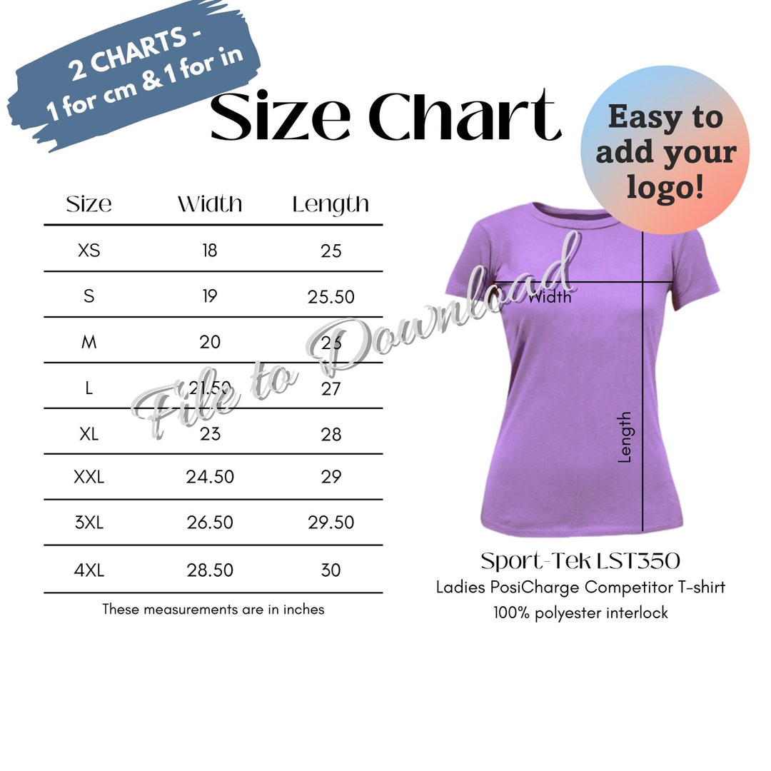 Sporttek LST350 Size Chart, Sport Tek Ladies Posicharge Competitor T