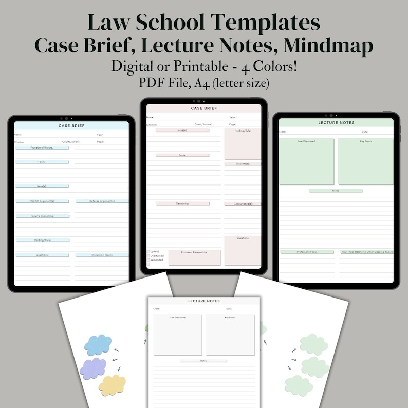 Law Notes Form Law Student Note-taking Bundle - Digital or Printable Templates for ...
