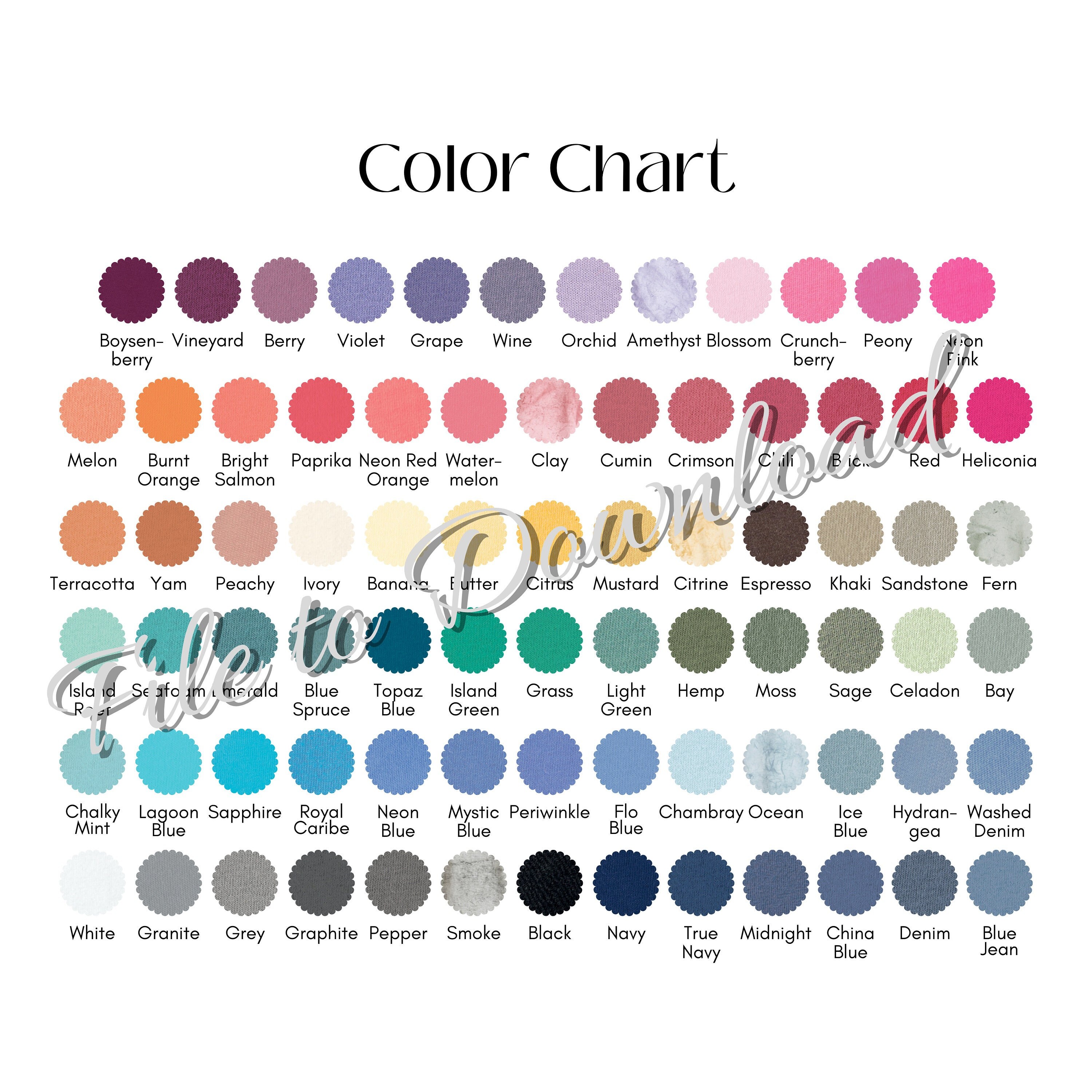 Comfort Colors Color Chart color Only Can Be Used With Most Comfort