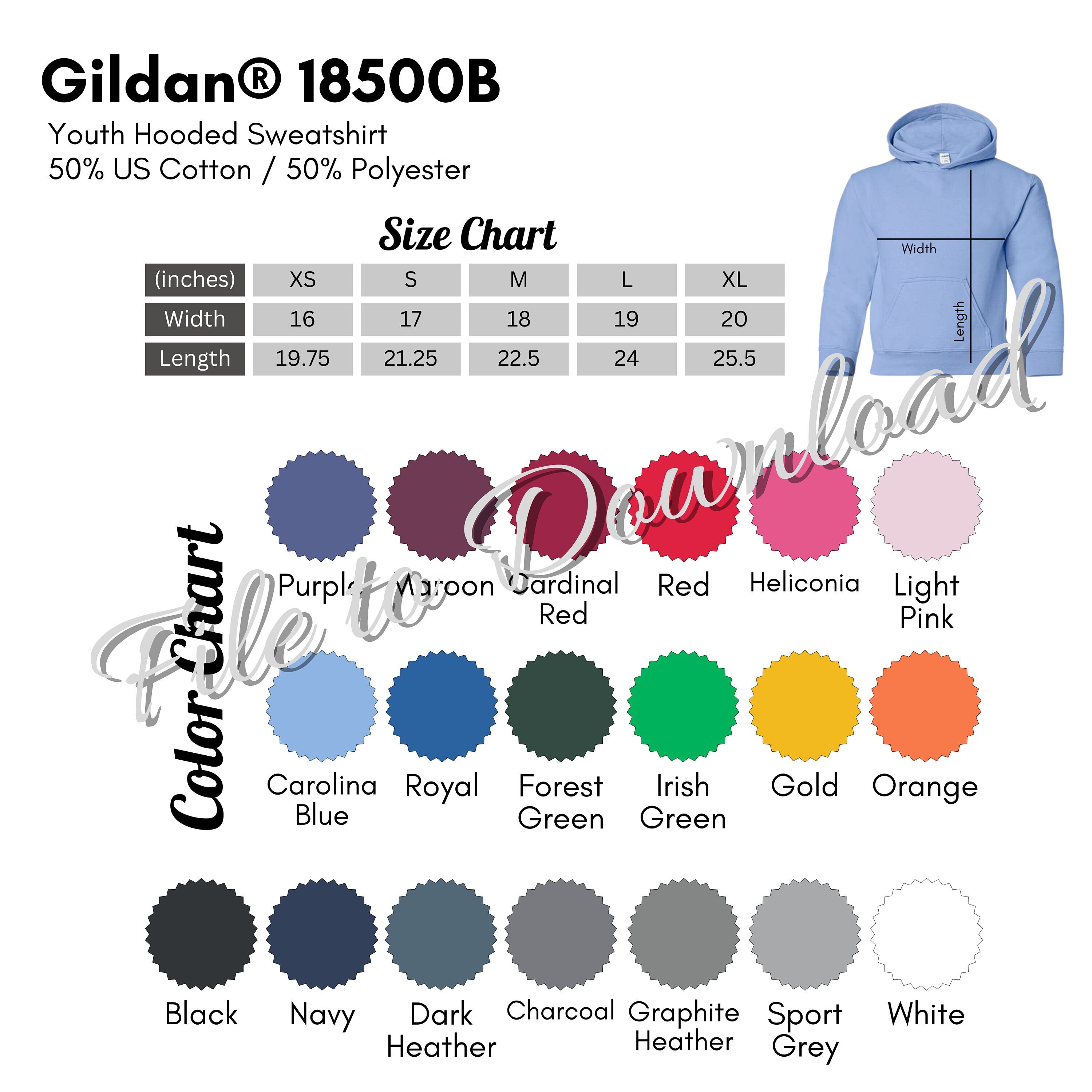 gildan hoodie youth size chart