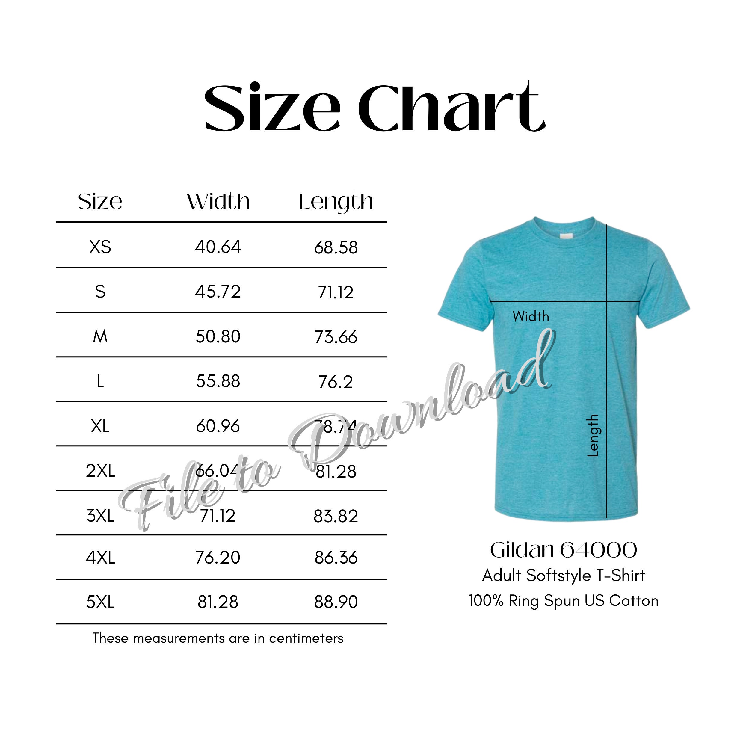 Gildan 64000 Size Chart G640 Softstyle T-shirt Size Guide - Etsy