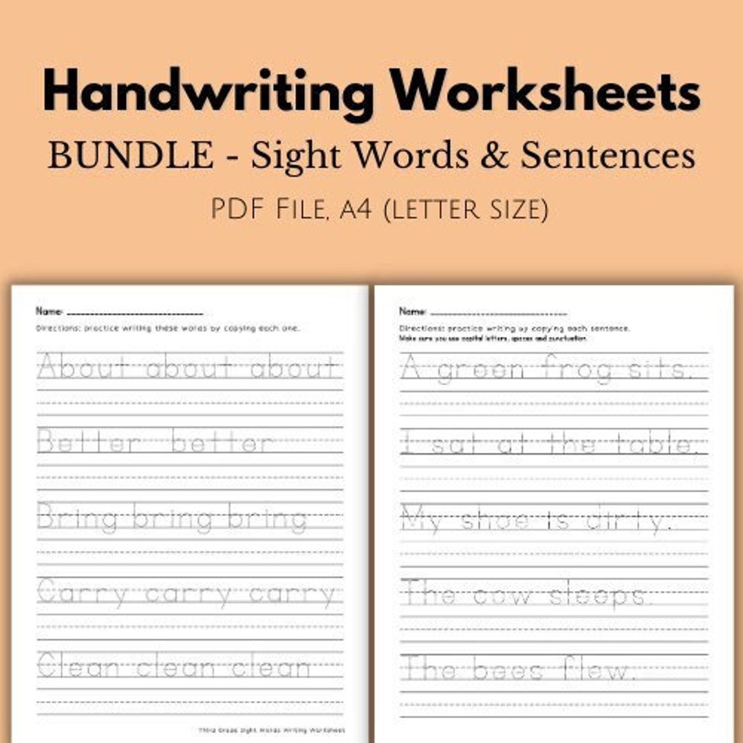 Bundle Handwriting Worksheets, Sight Words Printable Tracing Sheet