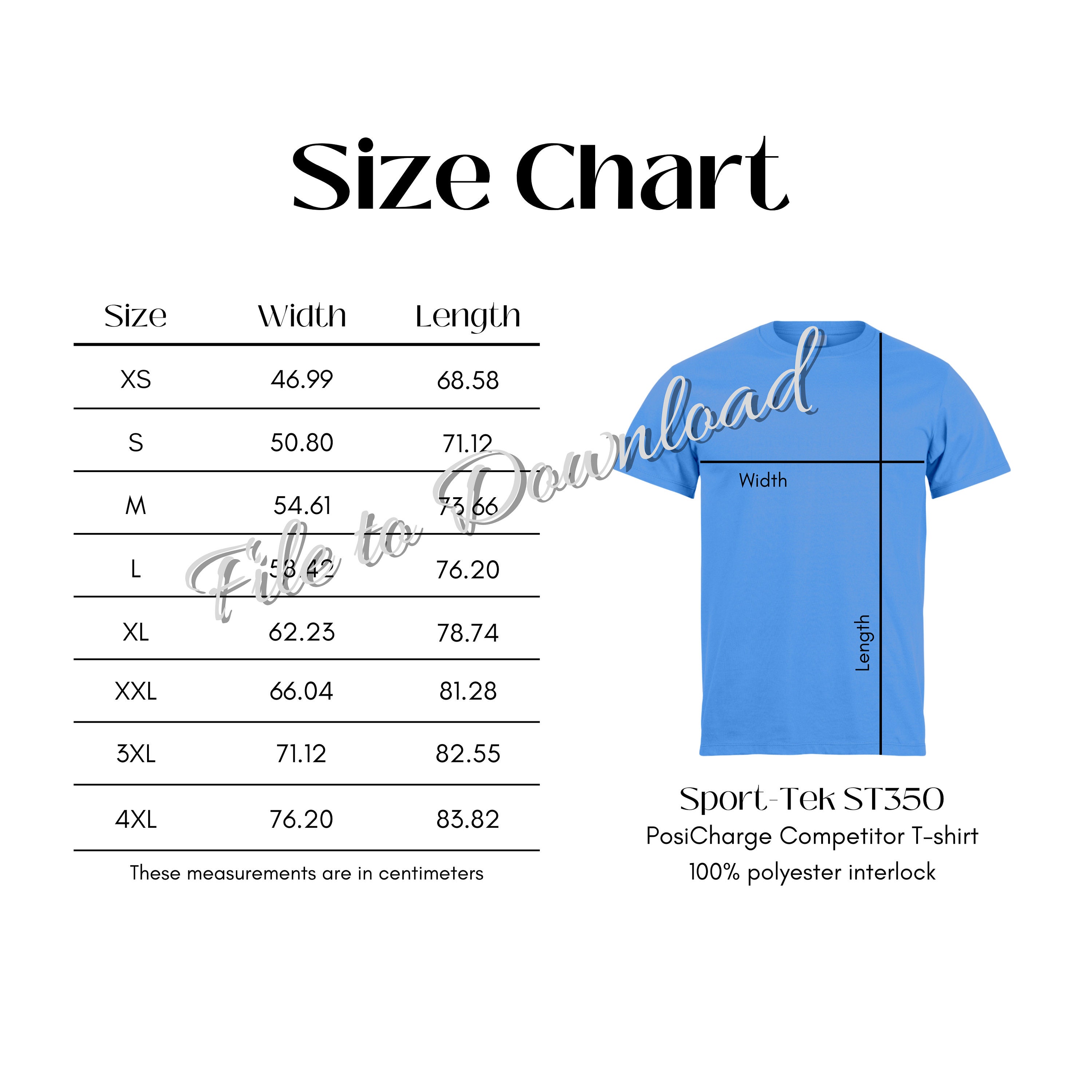Sporttek ST350 Size Chart, Sport Tek Posicharge Competitor Tshirt