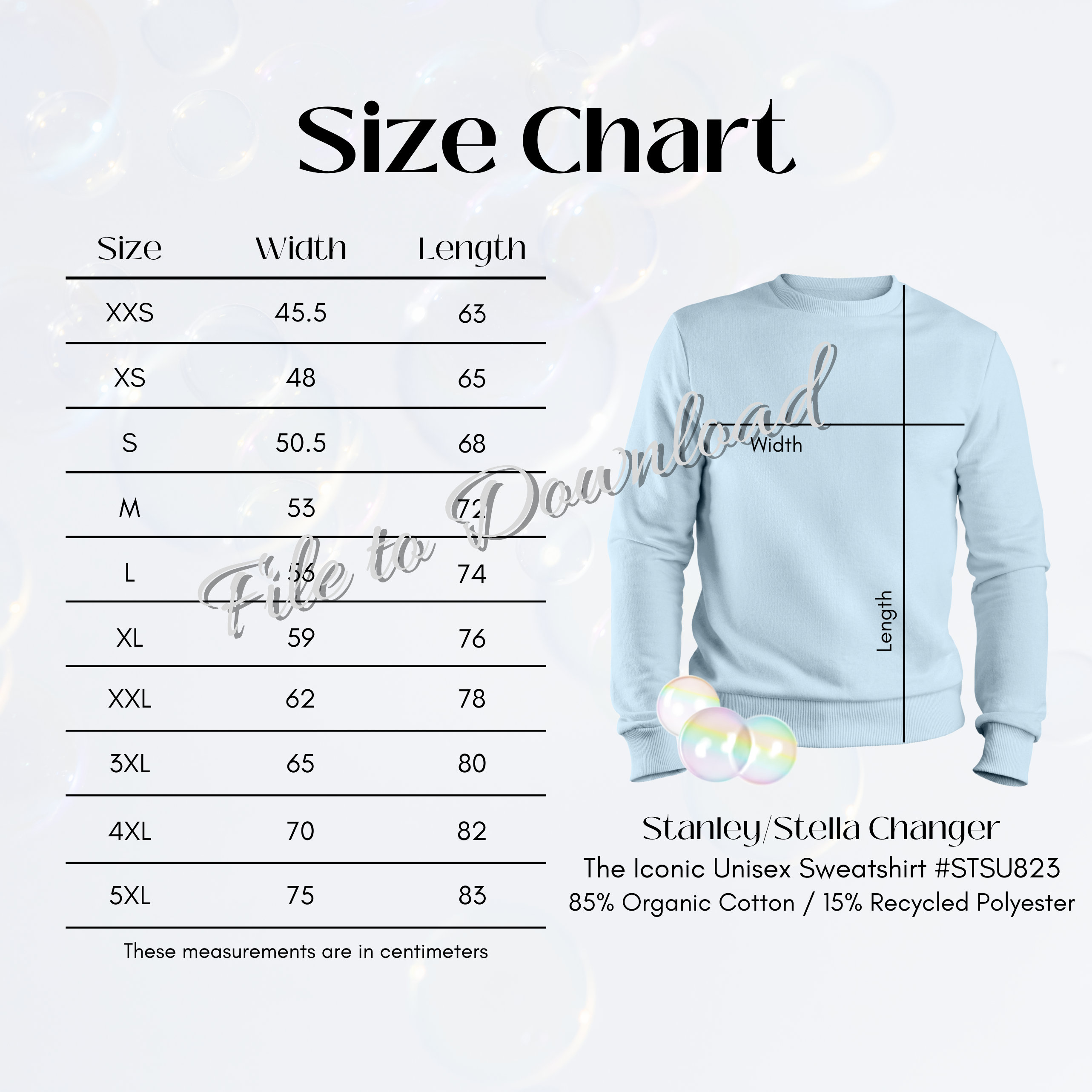 Stanley/stella Sweatshirt Size Chart, STSU823 Stanley Stella Shirt Size ...