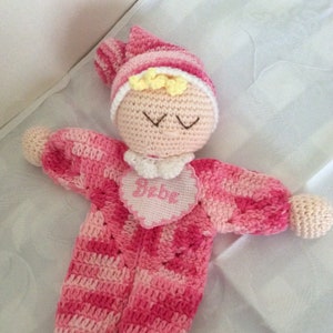 Crochet Baby Doudou, my own version, PDF file to download (in French)