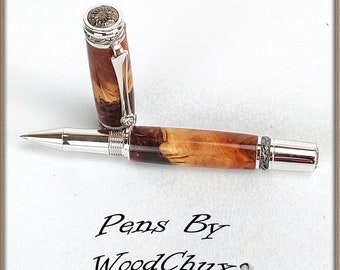 Ręcznie robiony czerwony drewniany długopis Mallee do pisania lub pióro wieczne ART ZOBACZ FILM 1055