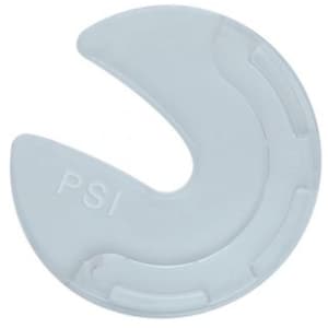 May include: White plastic tire valve stem cap with the word "PSI" printed on it.