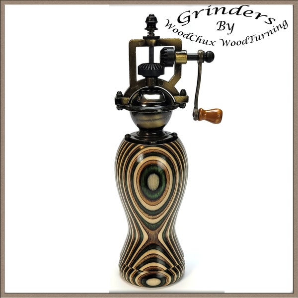 Pepper Mill Grinder Peppermill ColorgrainWood Wooden Handmade Hand Crafted SEE VIDEO Engravable Retirement Graduation Gift Custom 784a