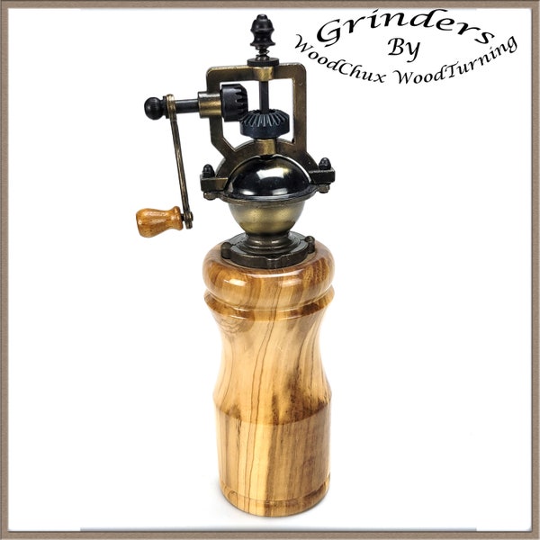 Pepper Mill Grinder Peppermill Olive Wood Wooden Handmade Hand Crafted SEE VIDEO 760a Engravable Retirement Graduation Gift Custom