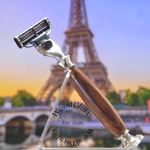 Razor Handmade Colorgrain Wood Double Edge Safety Gillette Mach 3 Fusion Shaving Razor SEE VIDEO 1036