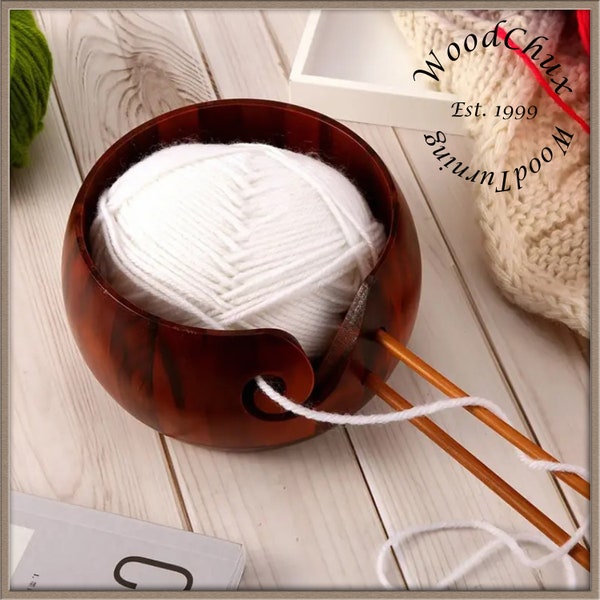 Acacia Wood Yarn Bowl Knitting Crochet Weaving Wooden Art Gift Customizable Engravable Retirement Graduation Gift Custom